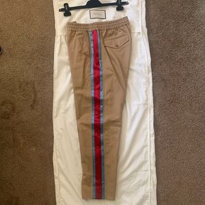 GUCCI COTTON DRILL PANTS WITH SATIN STRIPE DETAIL